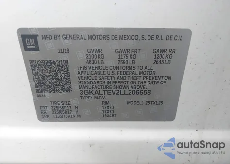 2020 GMC Terrain Awd Sle из США, поврежденный, VIN 3GKALTEV2LL206658